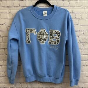 Gamma Phi Beta G Big Sorority Blue Crewneck Sweatshirt Greek Embroidered Small